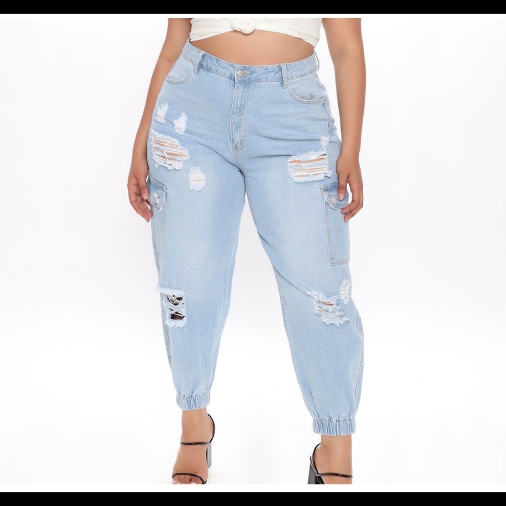 Fashion Nova Denim Cargo Joggers